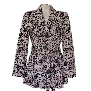 Jules & Leopold Animal Print Hip Length Trench Coat Jacket Leopard